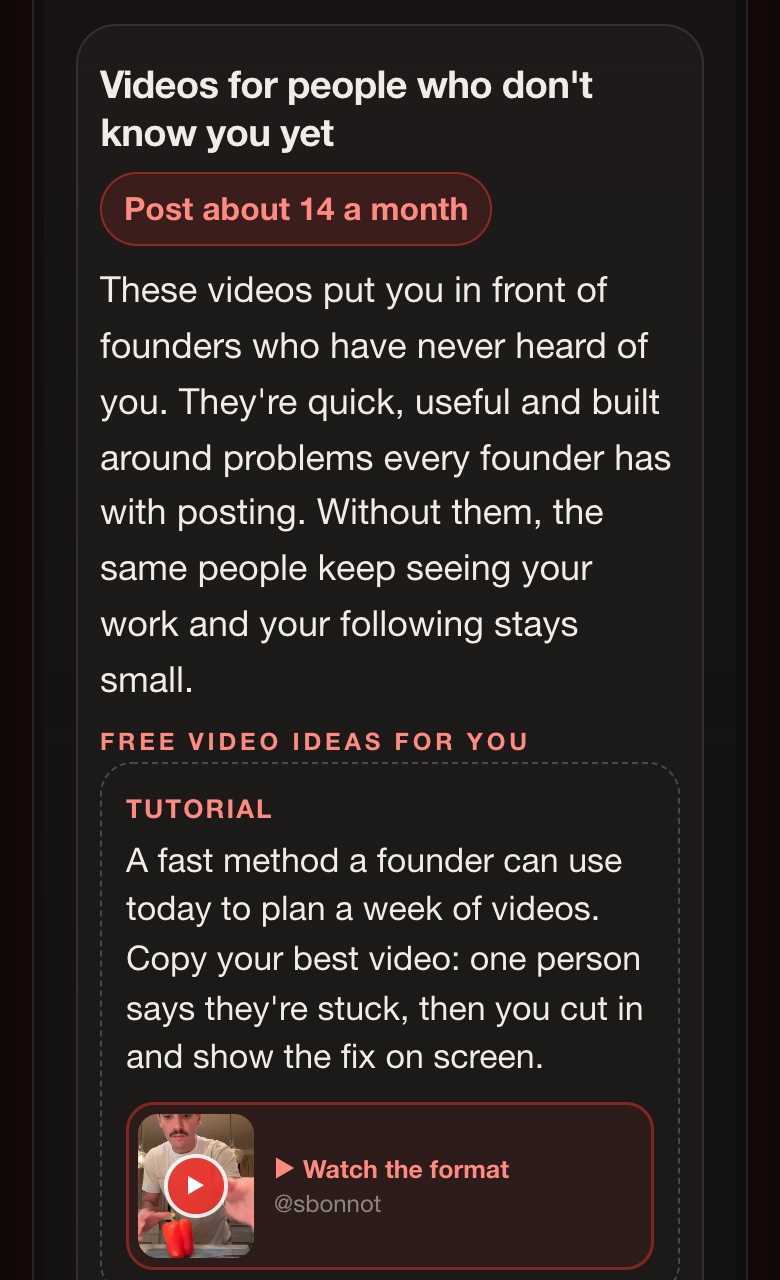 Sample Roadmap: the content plan